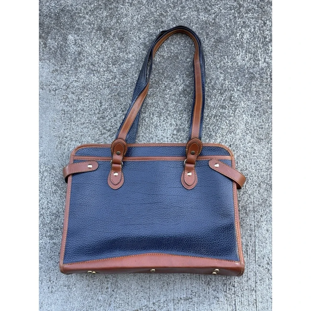 Beautiful Dooney & Bourke Navy Pebbled Leather Shoulder Satchel Briefcase